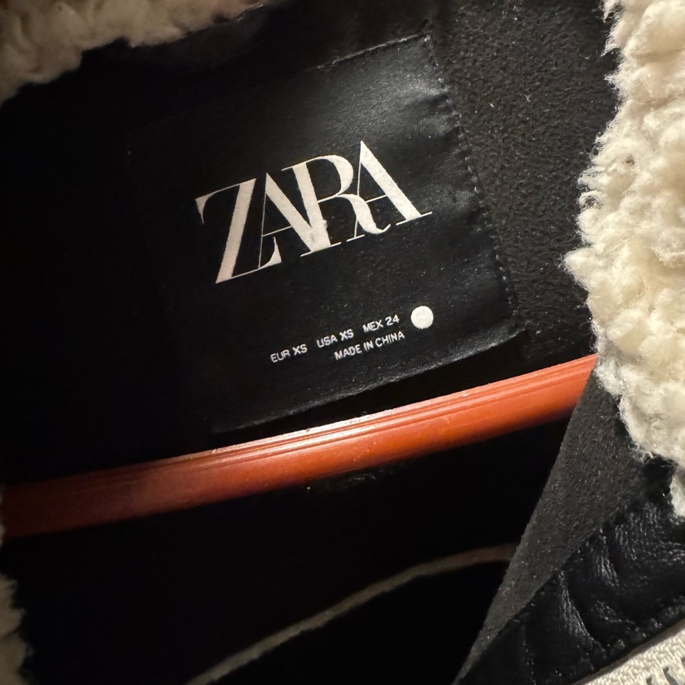 Zara Cream Teddy Jacket with Black Accents - Picture 3 of 3